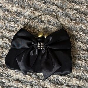 Sophisticated Black Satin Clutch with Bow